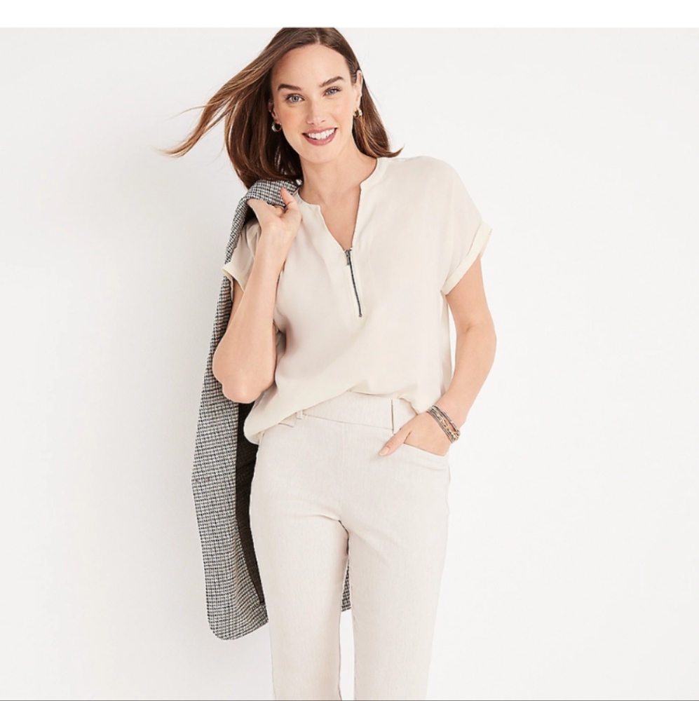 Maurices Geneva Solid Zipper Neck Blouse